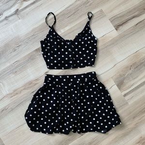 LF 2 piece white and black polka dot set - XS